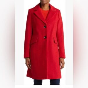Sam Edelman red boucle wool blend coat Sz. L